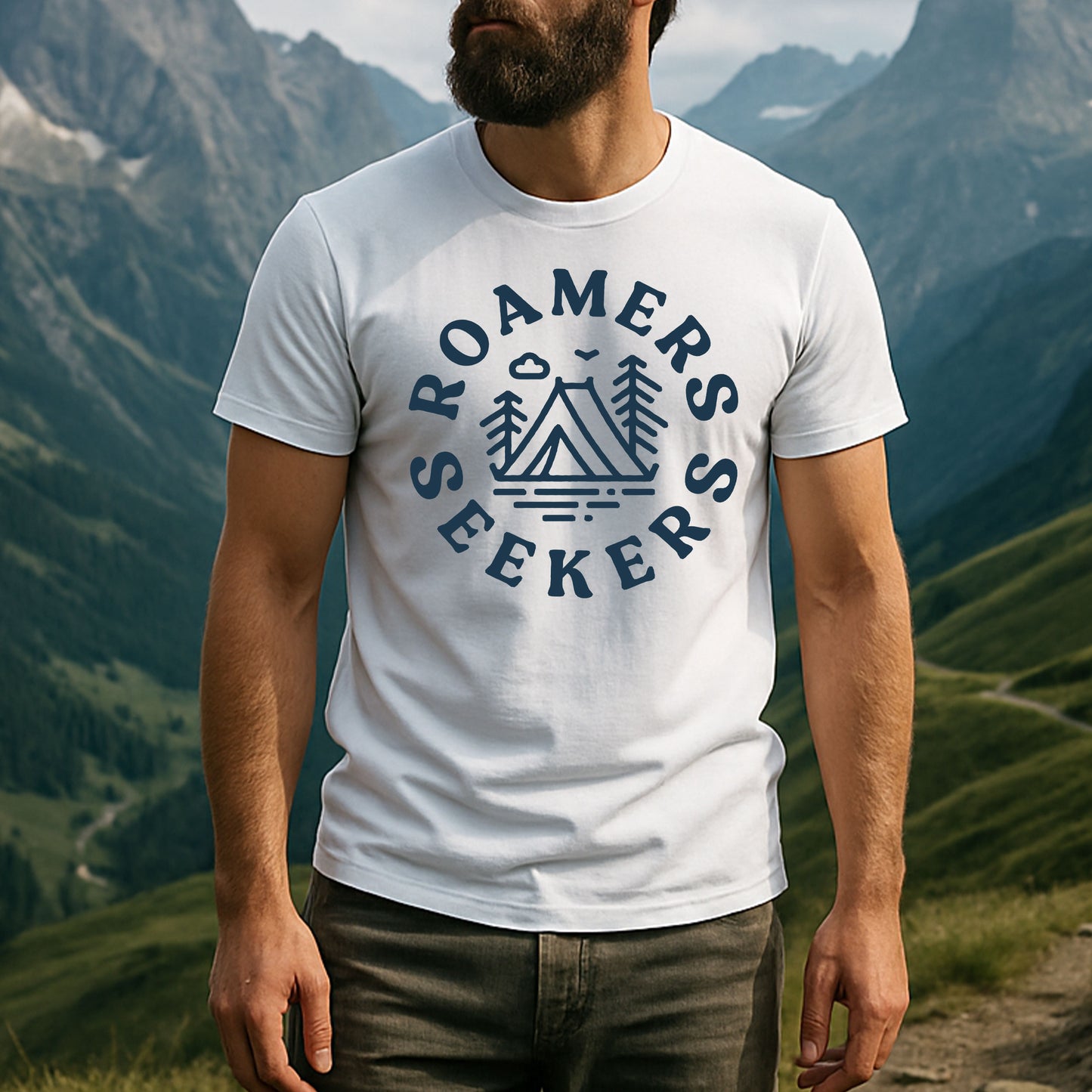 Roamers & Seekers Mens Wilderness Graphic T-Shirt – White – Classic Fit 100% Cotton – Roamers & Seekers Graphic Tee