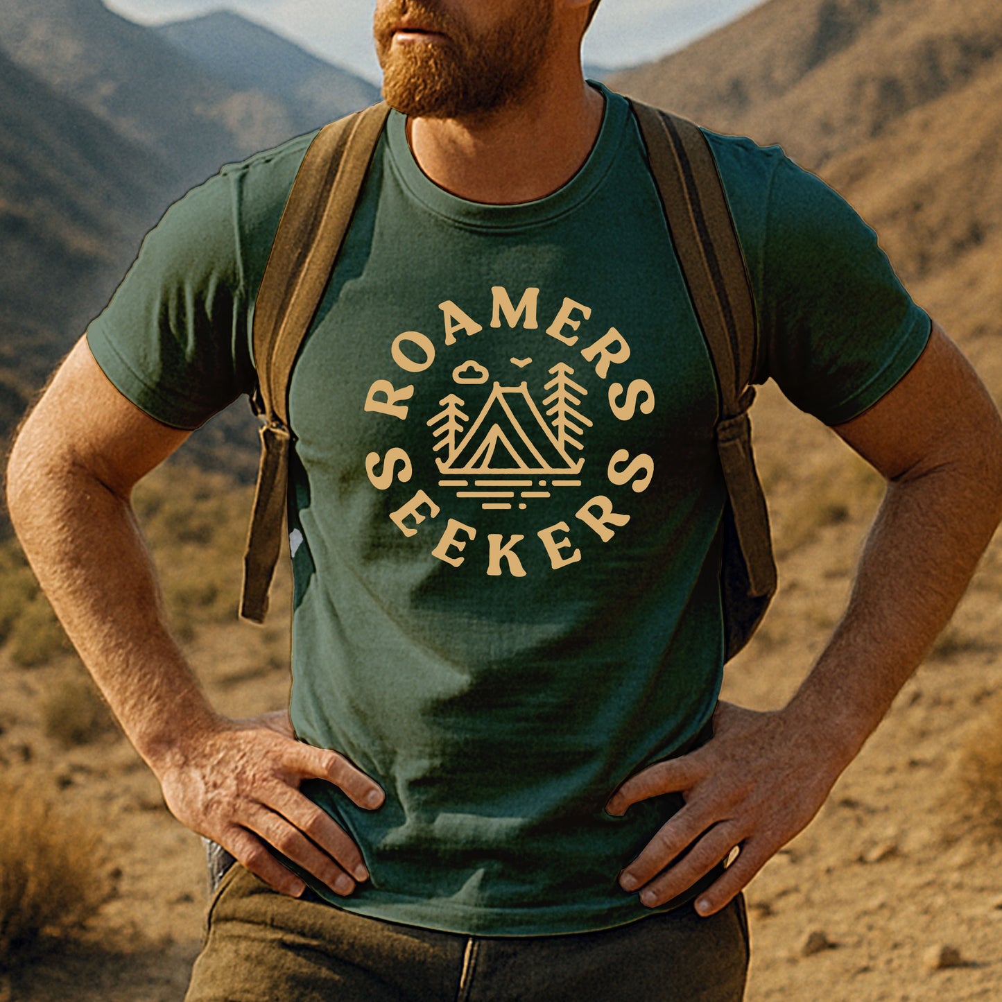 Roamers & Seekers Mens Wilderness Graphic T-Shirt – Military Green – Classic Fit 100% Cotton – Roamers & Seekers Graphic Tee