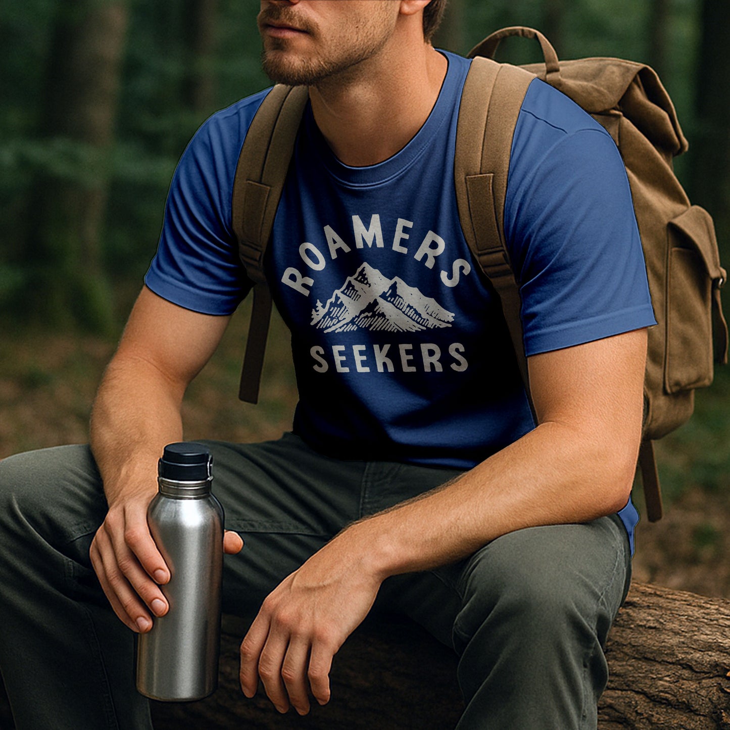 Roamers & Seekers Mens Summit Graphic T-Shirt – Indigo Blue – Classic Fit 100% Cotton – Roamers & Seekers Graphic Tee