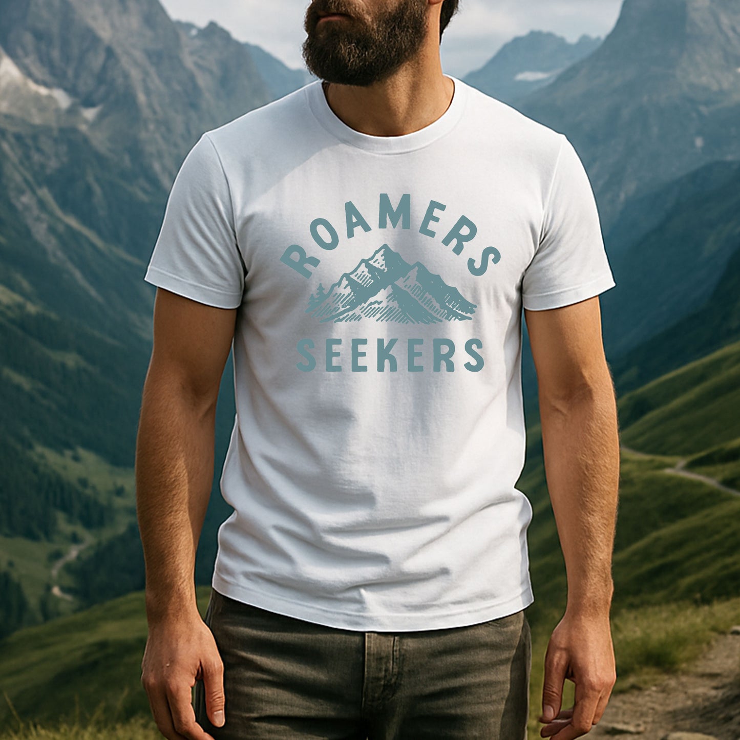 Roamers & Seekers Mens Summit Graphic T-Shirt – White – Classic Fit 100% Cotton – Roamers & Seekers Graphic Tee