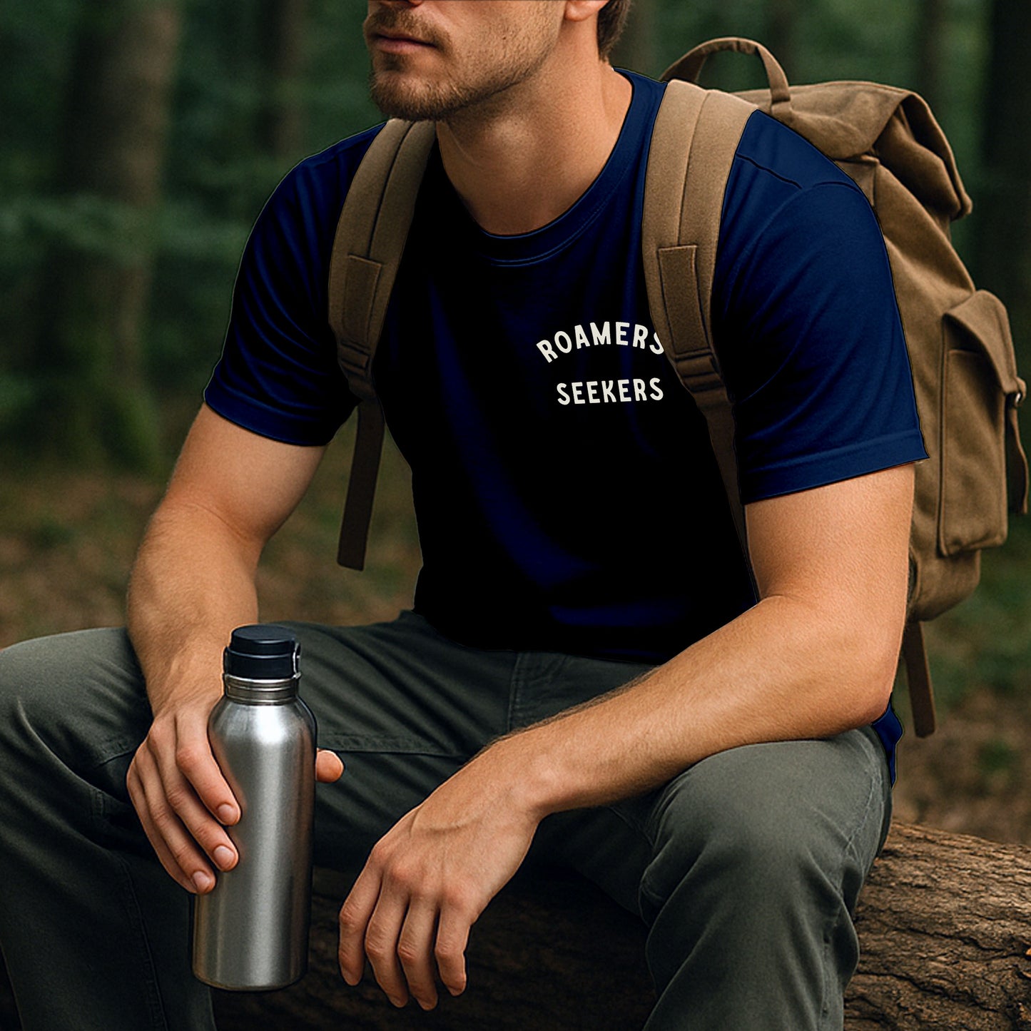 Roamers & Seekers Mens Gas Station Graphic T-Shirt – Navy Blue – Classic Fit 100% Cotton – Roamers & Seekers Graphic Tee
