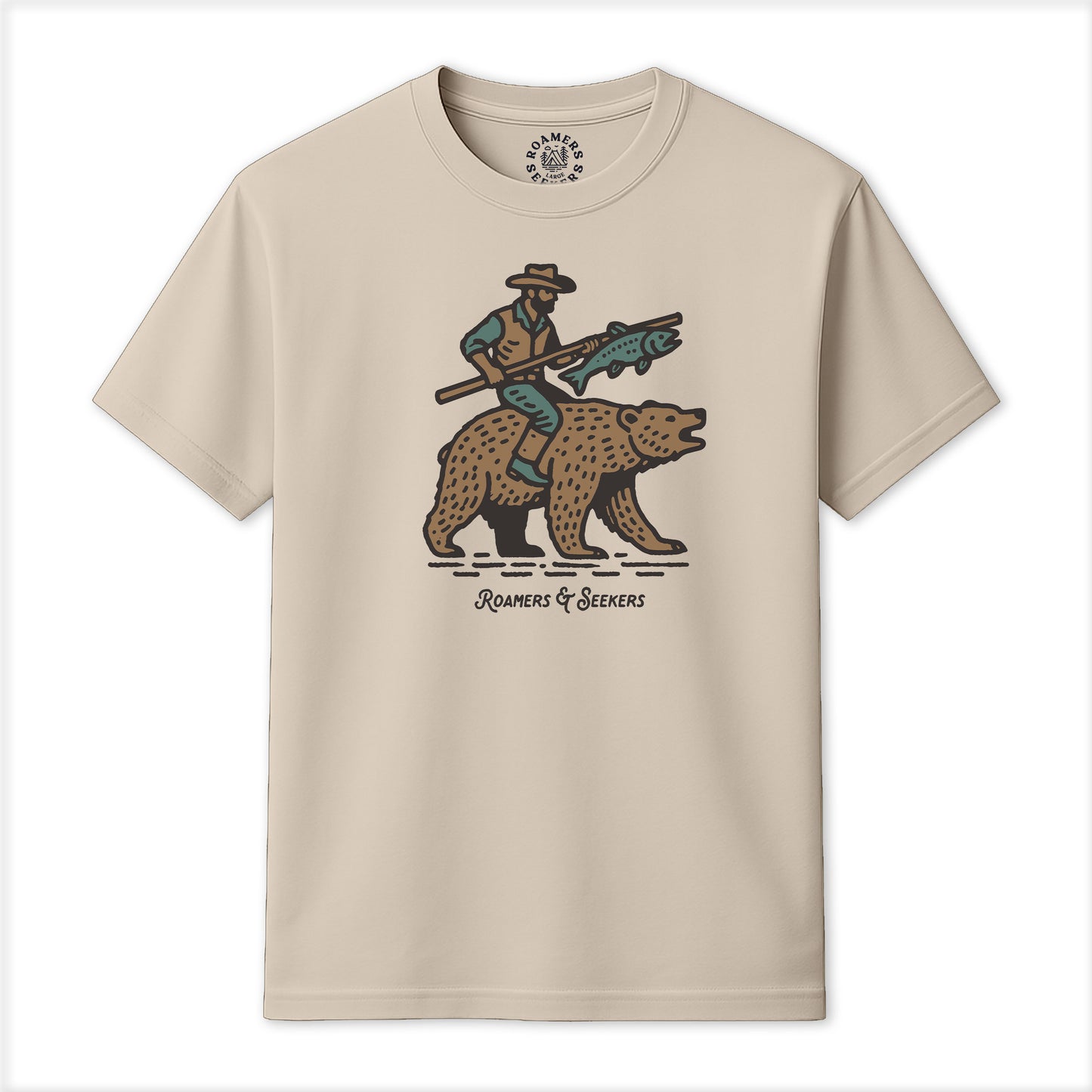 Roamers & Seekers Mens Cowboy Graphic T-Shirt – Natural – Classic Fit 100% Cotton – Roamers & Seekers Graphic Tee