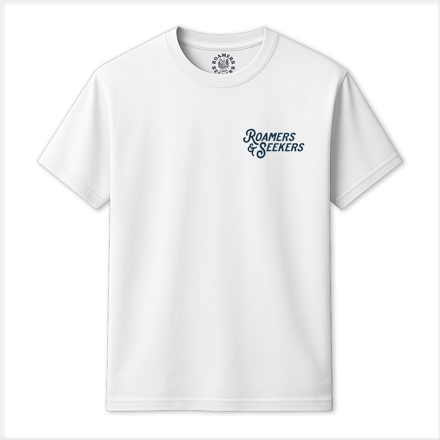 Roamers & Seekers Mens Stack Graphic T-Shirt – White – Classic Fit 100% Cotton – Roamers & Seekers Graphic Tee