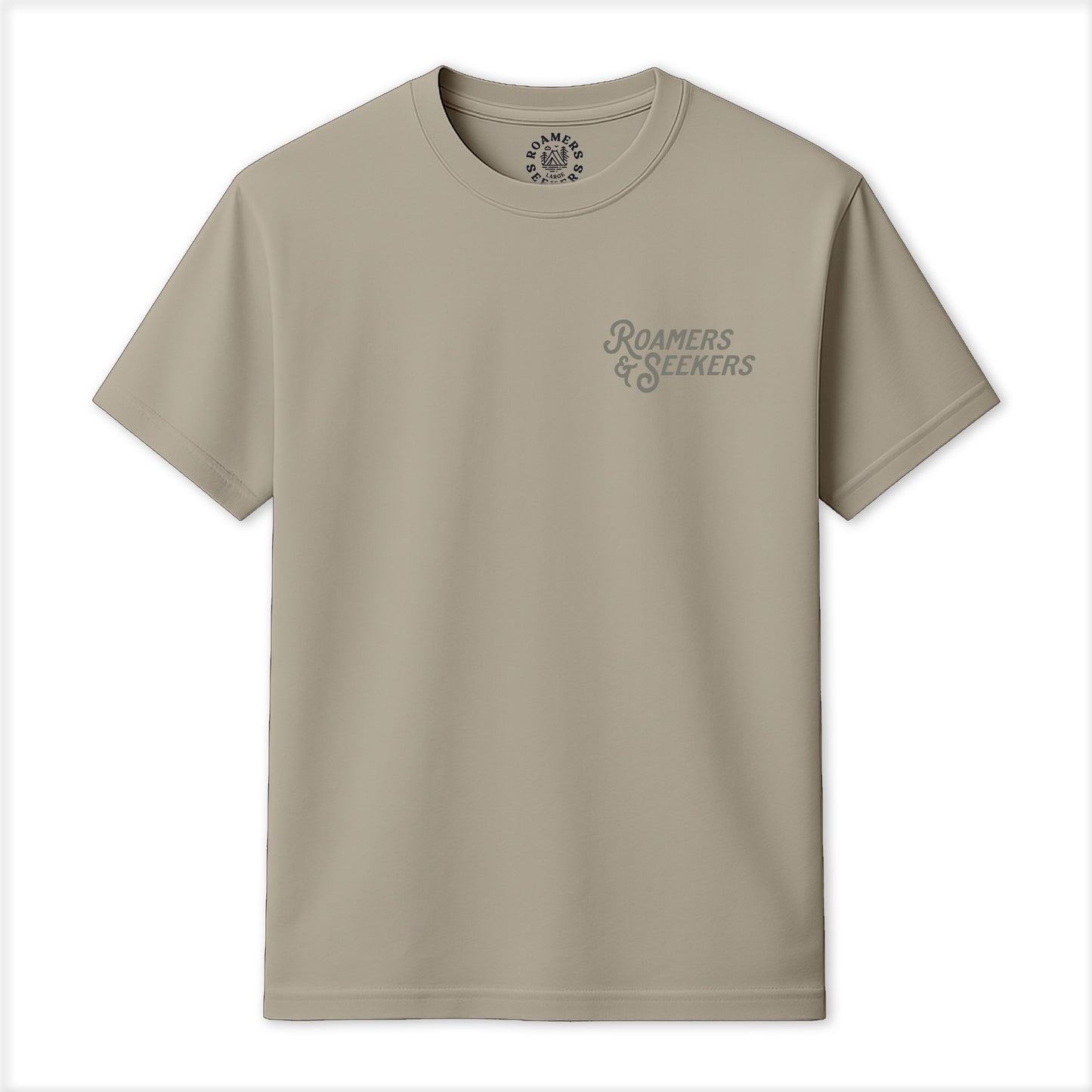 Roamers & Seekers Mens Stack Graphic T-Shirt – Sand – Classic Fit 100% Cotton – Roamers & Seekers Graphic Tee