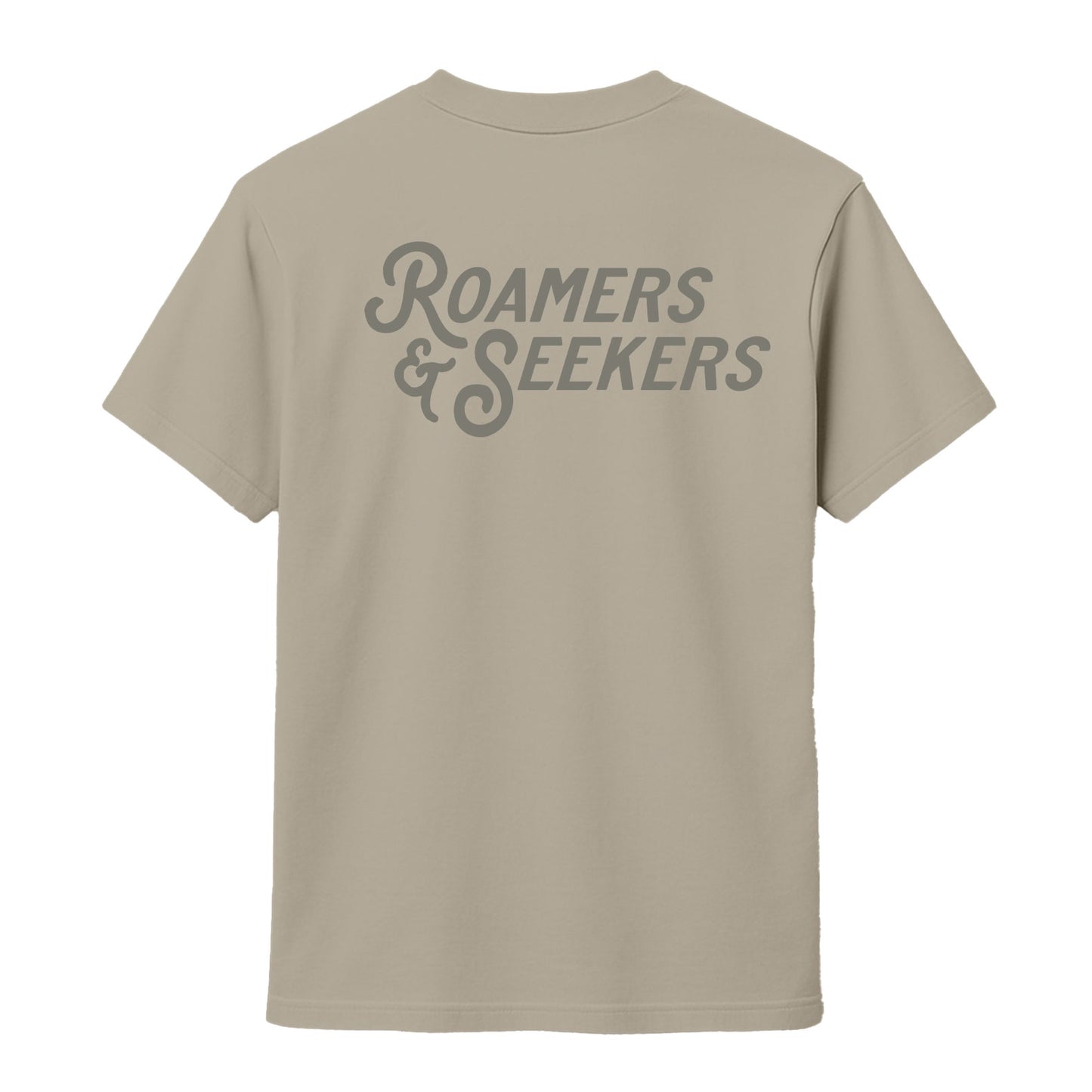 Roamers & Seekers Mens Stack Graphic T-Shirt – Sand – Classic Fit 100% Cotton – Roamers & Seekers Graphic Tee