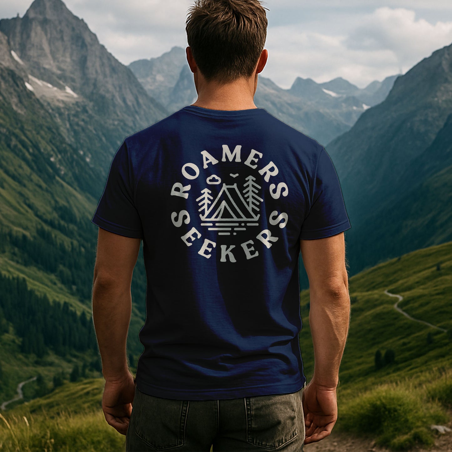 Roamers & Seekers Mens Outback Graphic T-Shirt – Navy Blue – Classic Fit 100% Cotton – Roamers & Seekers Graphic Tee