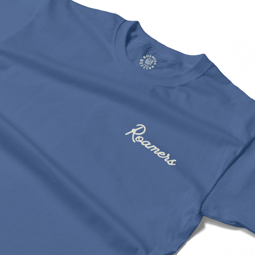 Roamers & Seekers Mens Off Piste Graphic T-Shirt – Indigo Blue – Classic Fit 100% Cotton – Roamers & Seekers Graphic Tee