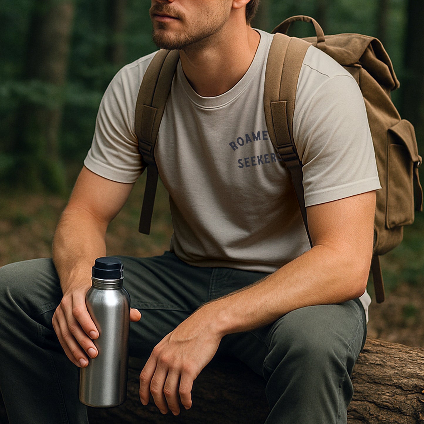 Roamers & Seekers Mens Hunter Graphic T-Shirt – Natural – Classic Fit 100% Cotton – Roamers & Seekers Graphic Tee