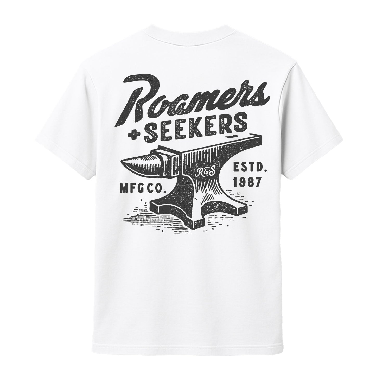 Roamers & Seekers Mens Iron Monger Graphic T-Shirt – White – Classic Fit 100% Cotton – Roamers & Seekers Graphic Tee