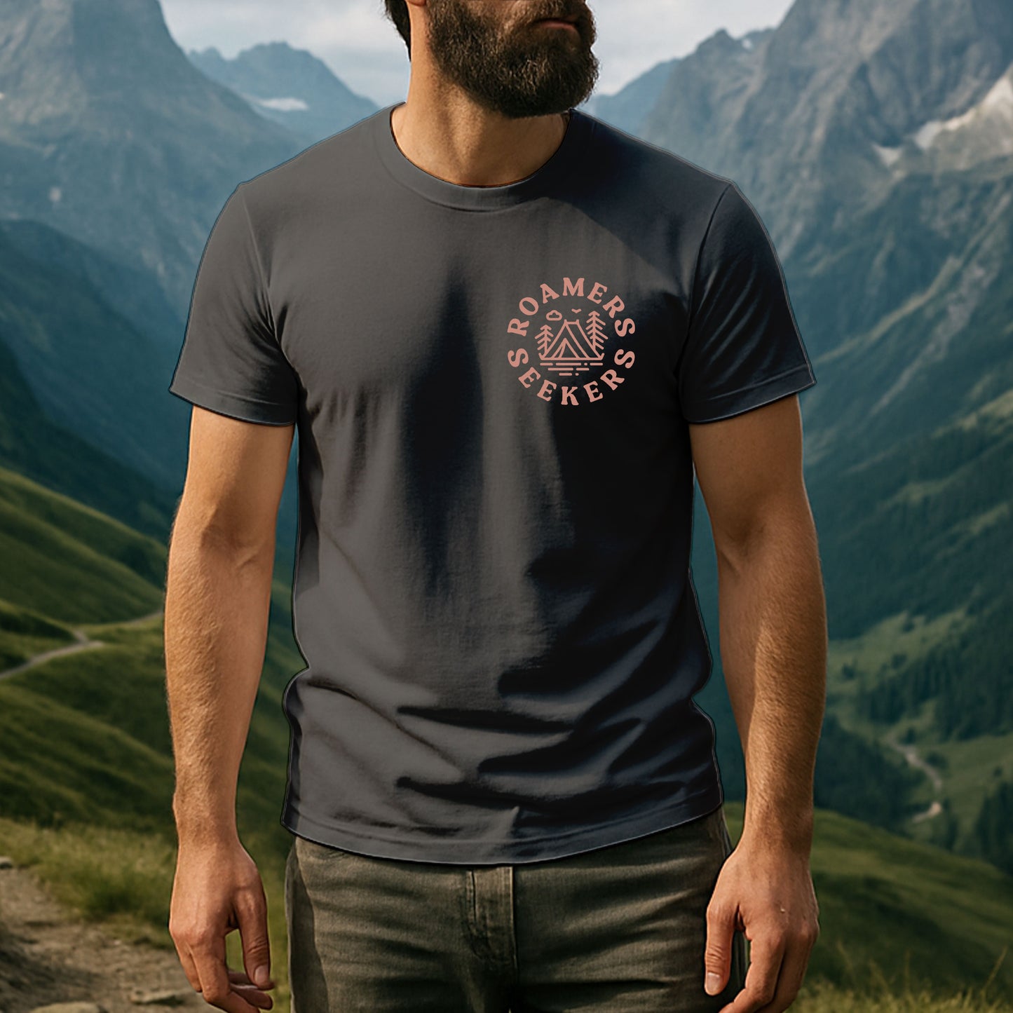 Roamers & Seekers Mens Outback Graphic T-Shirt – Charcoal – Classic Fit 100% Cotton – Roamers & Seekers Graphic Tee