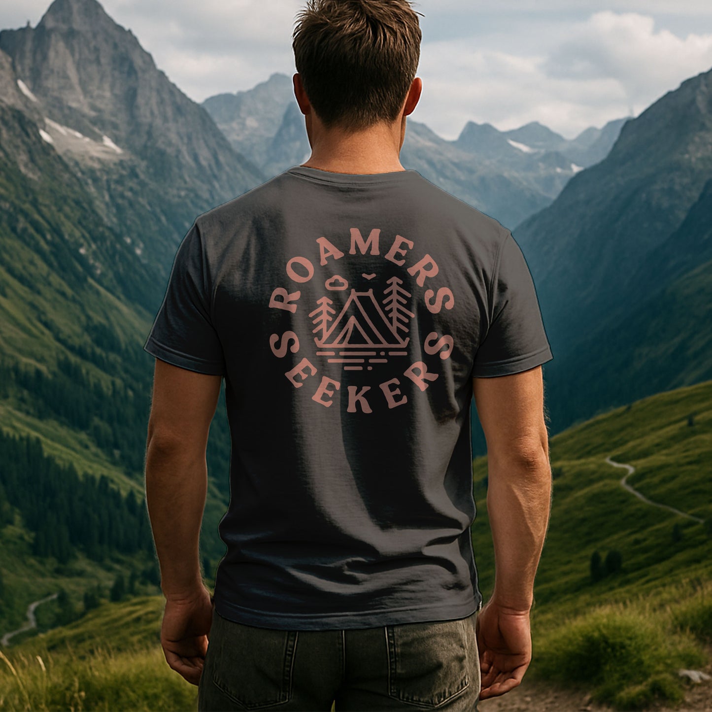 Roamers & Seekers Mens Outback Graphic T-Shirt – Charcoal – Classic Fit 100% Cotton – Roamers & Seekers Graphic Tee
