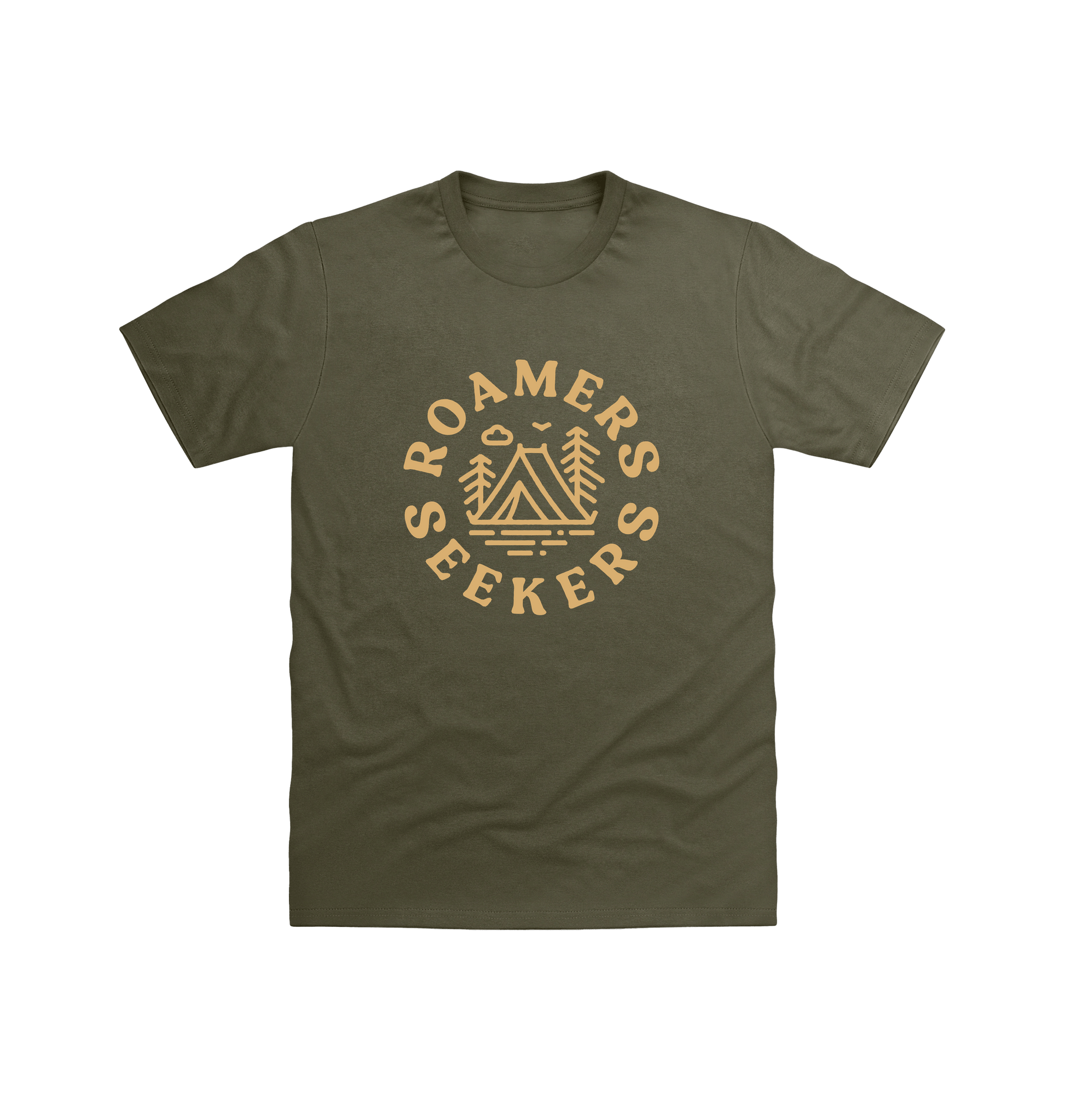 Military Green Printed T-shirt Front