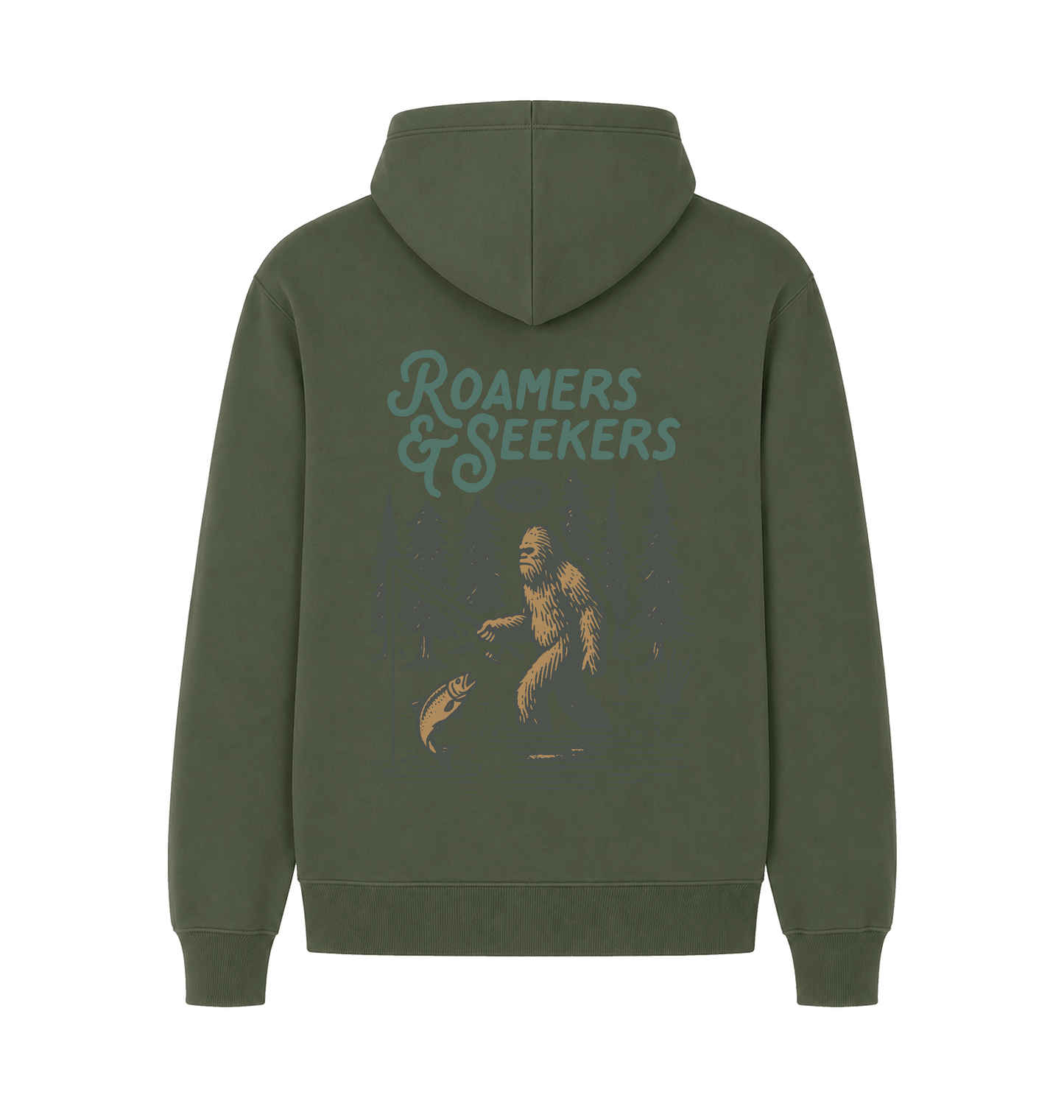Millitary Green Printed Hoody Back