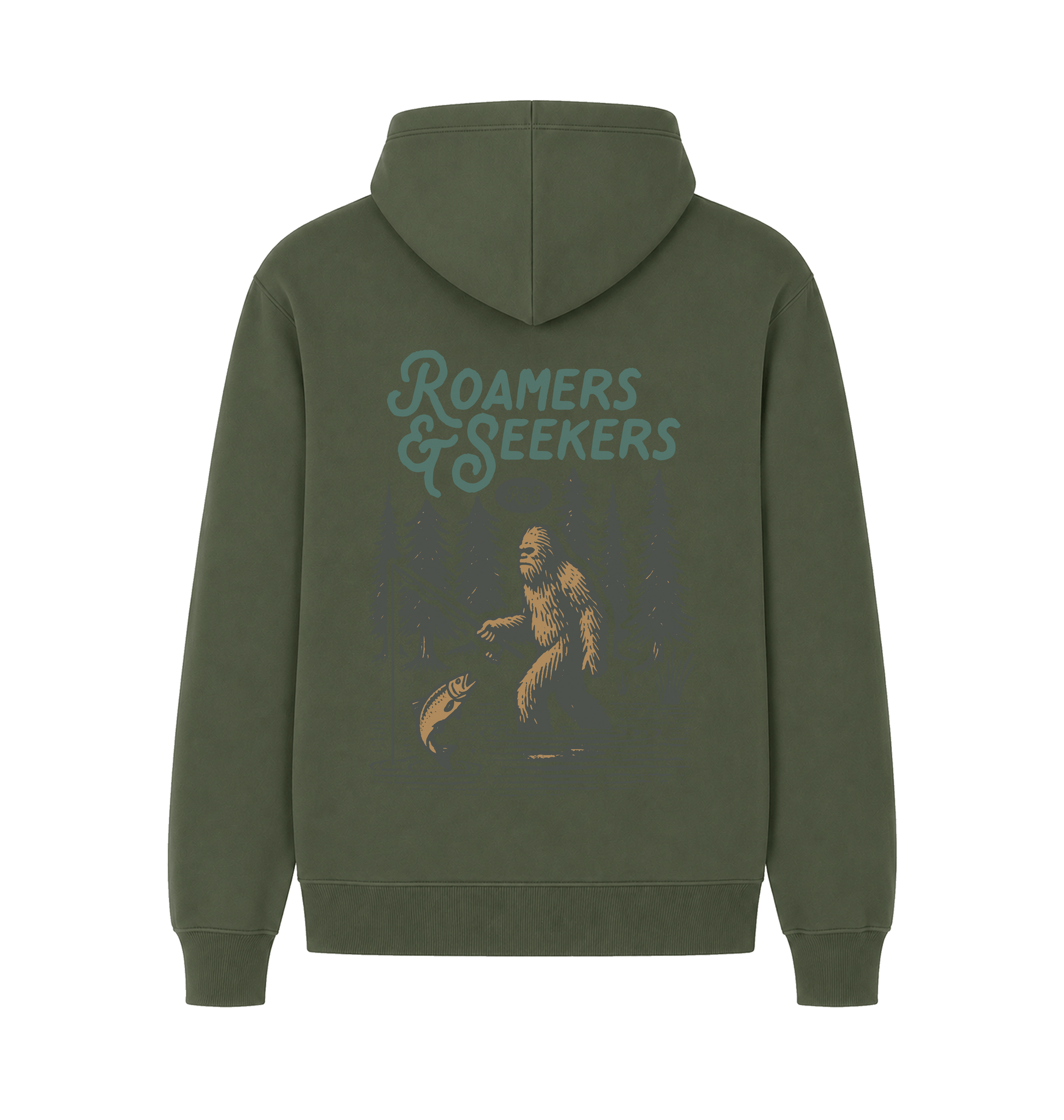 Millitary Green Printed Hoody Back
