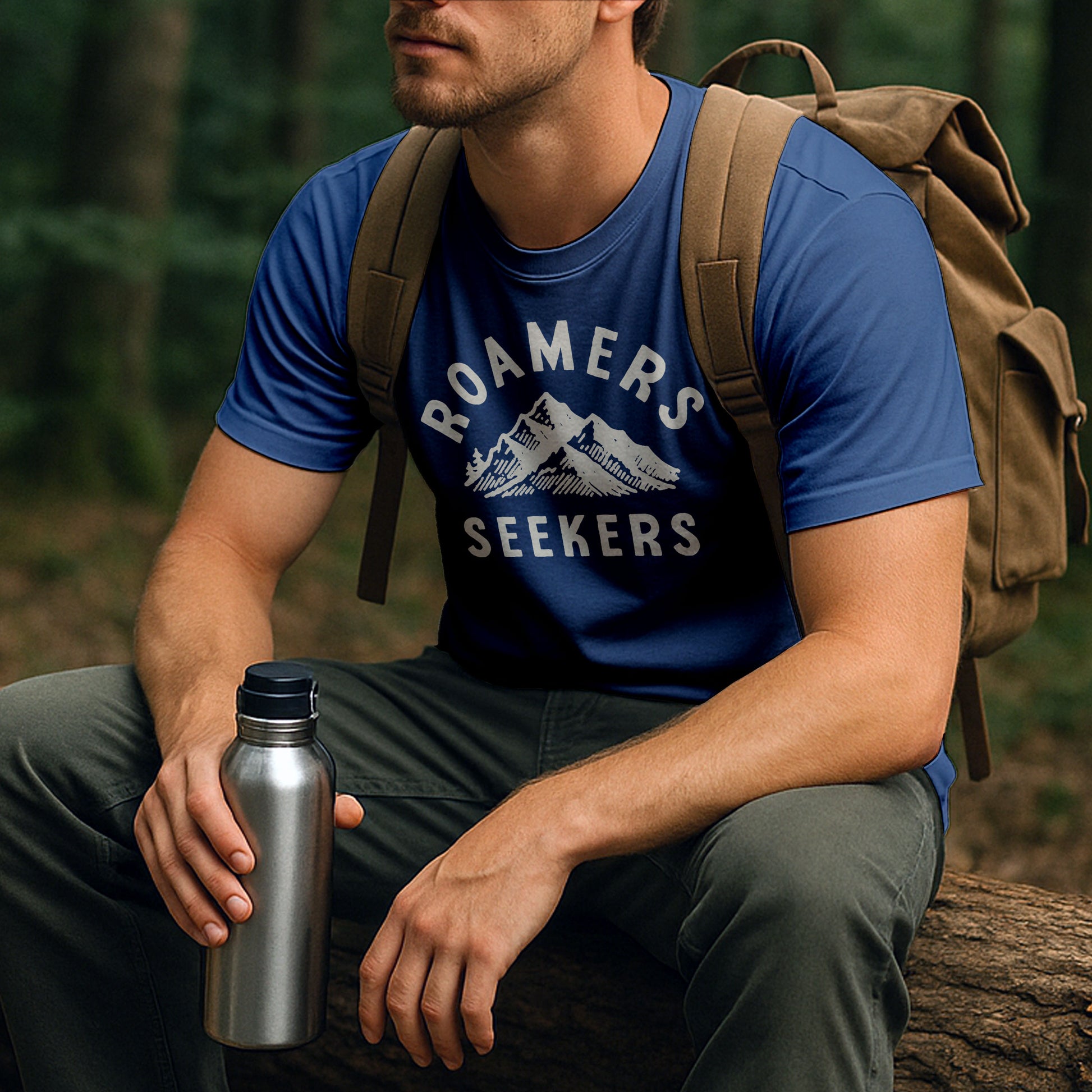 Roamers & Seekers Mens Summit Graphic T-Shirt – Indigo Blue – Classic Fit 100% Cotton – Roamers & Seekers Graphic Tee