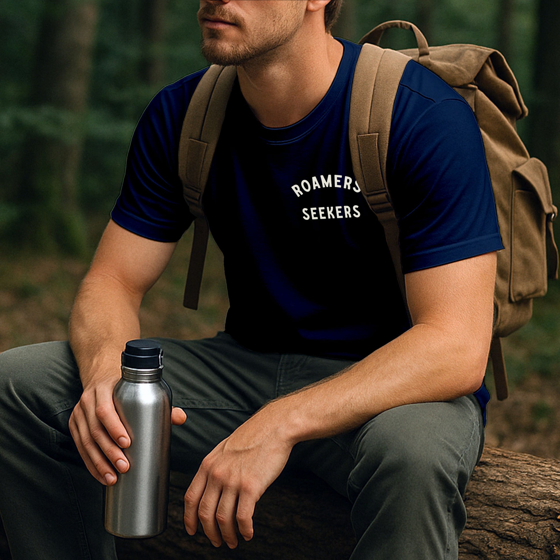 Roamers & Seekers Mens Gas Station Graphic T-Shirt – Navy Blue – Classic Fit 100% Cotton – Roamers & Seekers Graphic Tee