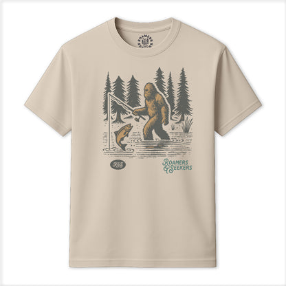 Roamers & Seekers Mens Bigfoot Graphic T-Shirt – Natural – Classic Fit 100% Cotton – Roamers & Seekers Graphic Tee