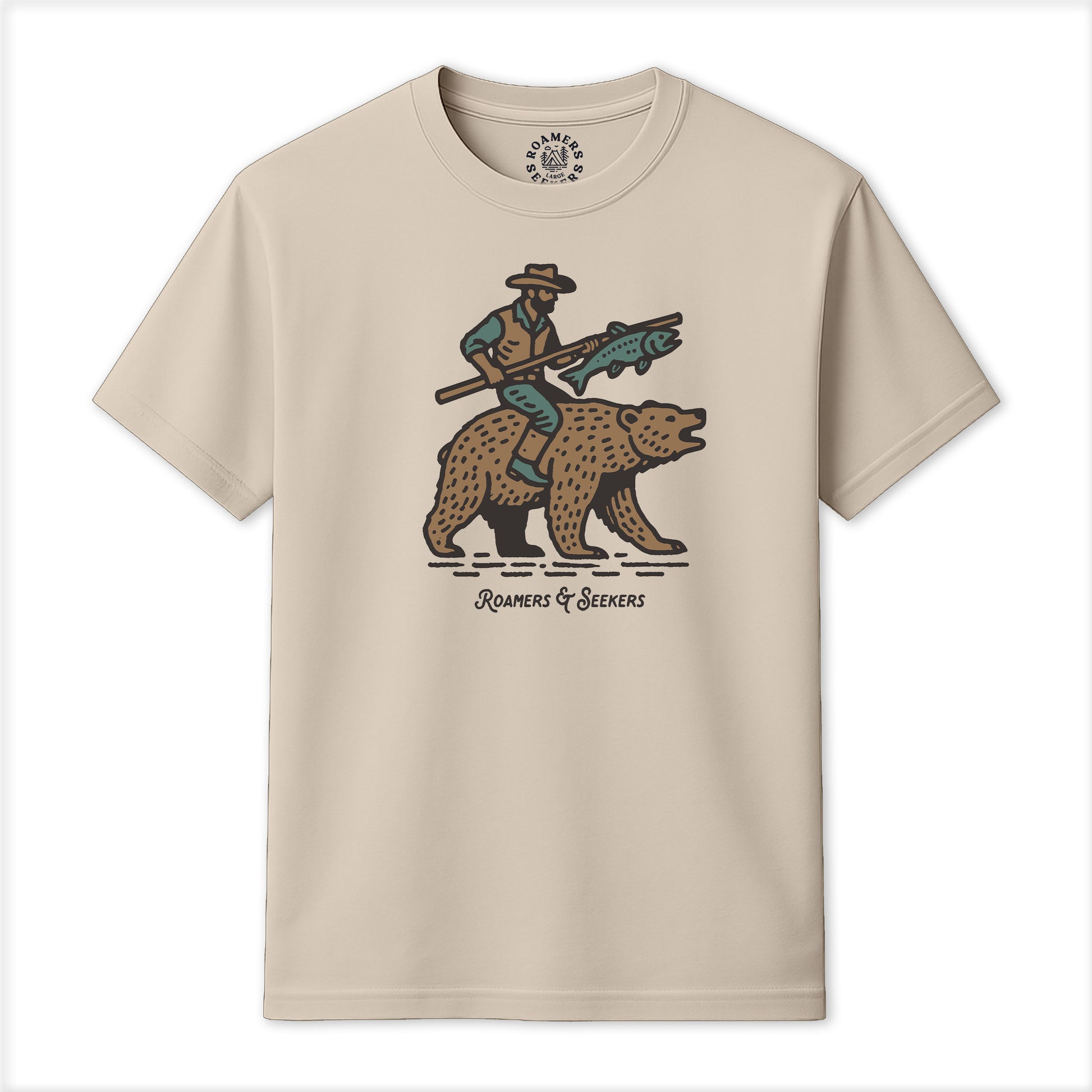 Roamers & Seekers Mens Cowboy Graphic T-Shirt – Natural – Classic Fit 100% Cotton – Roamers & Seekers Graphic Tee