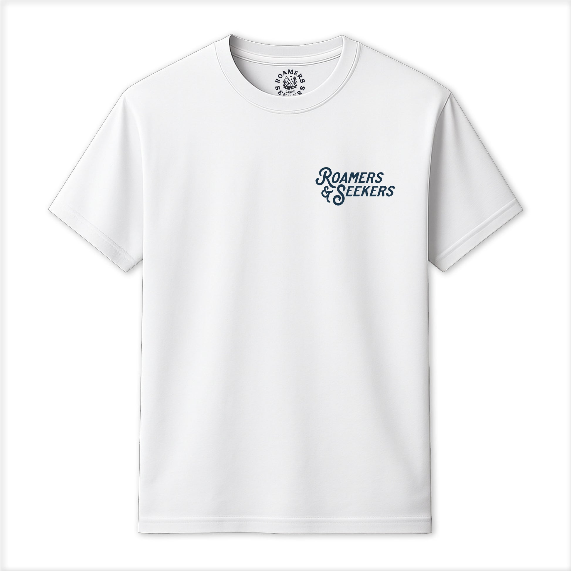 Roamers & Seekers Mens Stack Graphic T-Shirt – White – Classic Fit 100% Cotton – Roamers & Seekers Graphic Tee