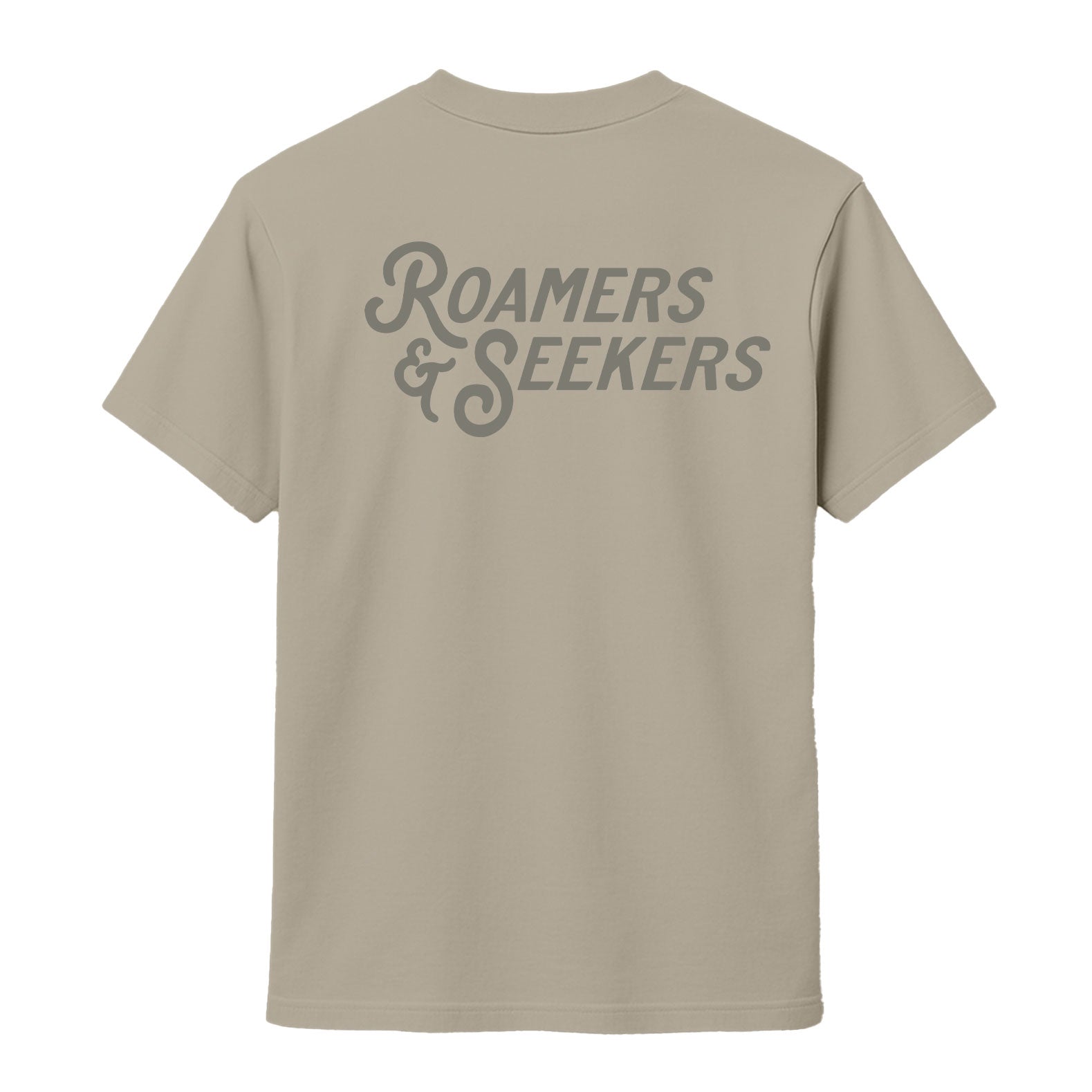 Roamers & Seekers Mens Stack Graphic T-Shirt – Sand – Classic Fit 100% Cotton – Roamers & Seekers Graphic Tee