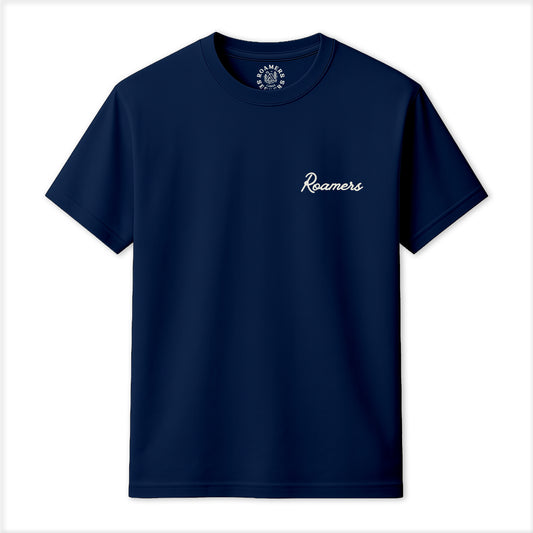Roamers & Seekers Mens Off Piste Graphic T-Shirt – Navy Blue – Classic Fit 100% Cotton – Roamers & Seekers Graphic Tee