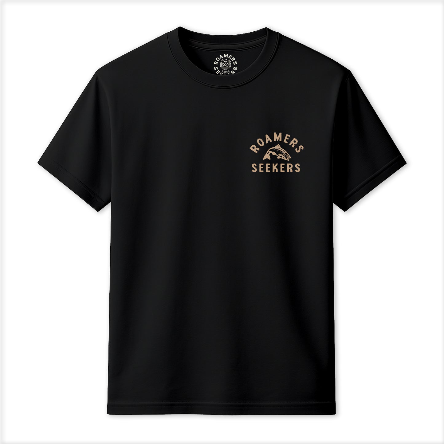 Roamers & Seekers Mens Salmon Run Graphic T-Shirt – Black – Classic Fit 100% Cotton – Roamers & Seekers Graphic Tee