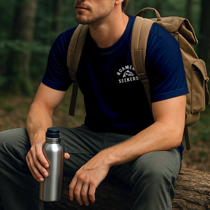 Roamers & Seekers Mens Salmon Run Graphic T-Shirt – Navy Blue – Classic Fit 100% Cotton – Roamers & Seekers Graphic Tee