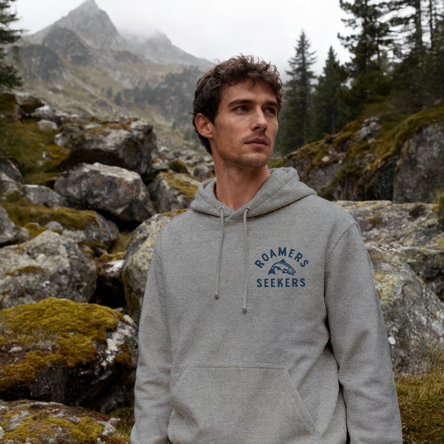 ROAMERS & SEEKERS Salmon Run HOODIE HEATHER GREY