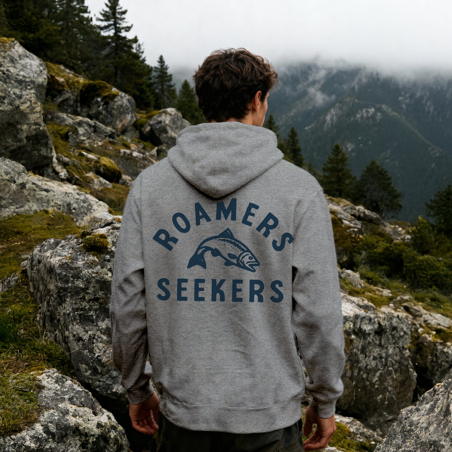 ROAMERS & SEEKERS Salmon Run HOODIE HEATHER GREY