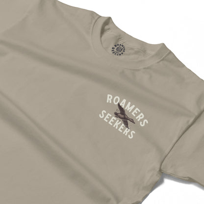 Roamers & Seekers Mens Flock Graphic T-Shirt – Sand – Classic Fit 100% Cotton – Roamers & Seekers Graphic Tee