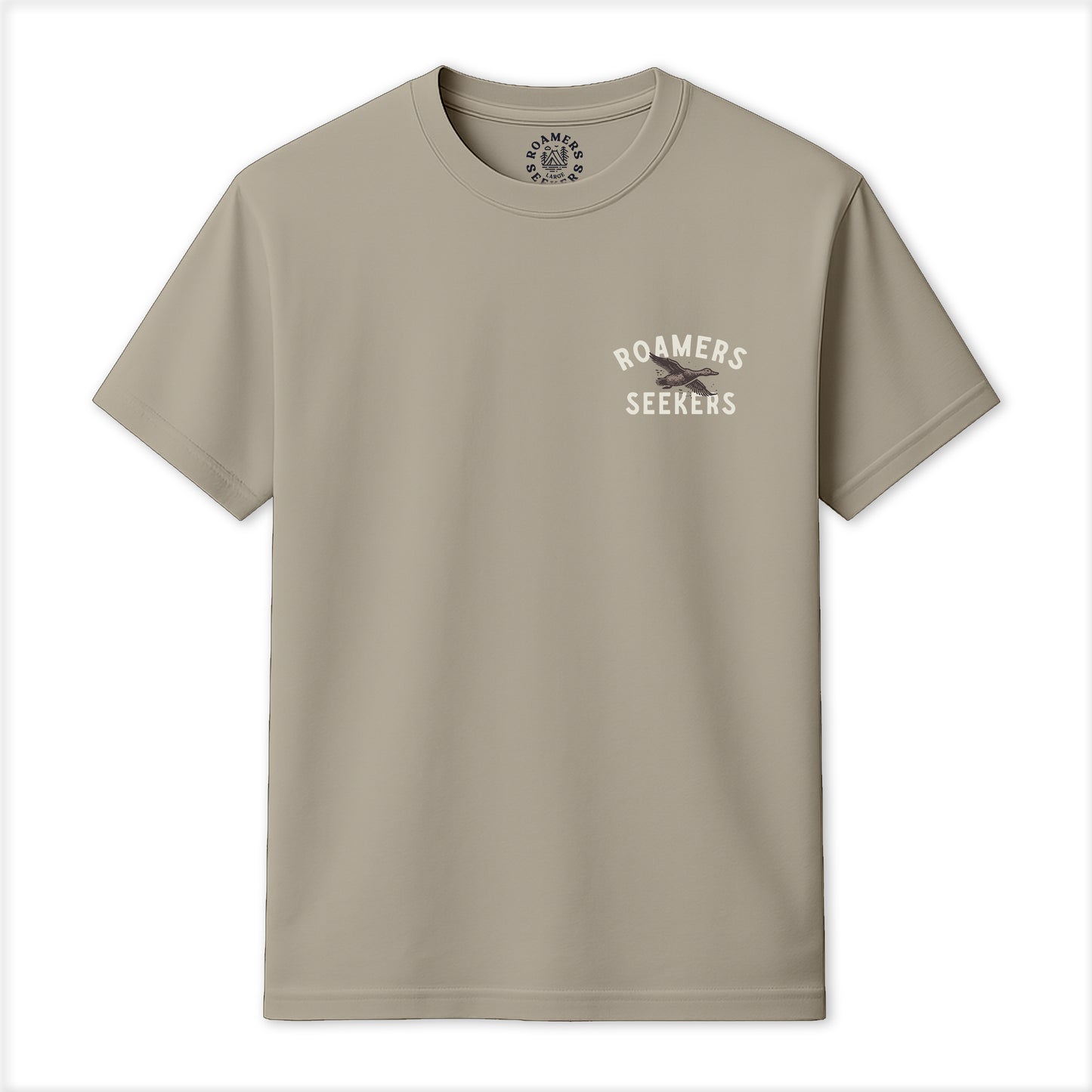 Roamers & Seekers Mens Flock Graphic T-Shirt – Sand – Classic Fit 100% Cotton – Roamers & Seekers Graphic Tee