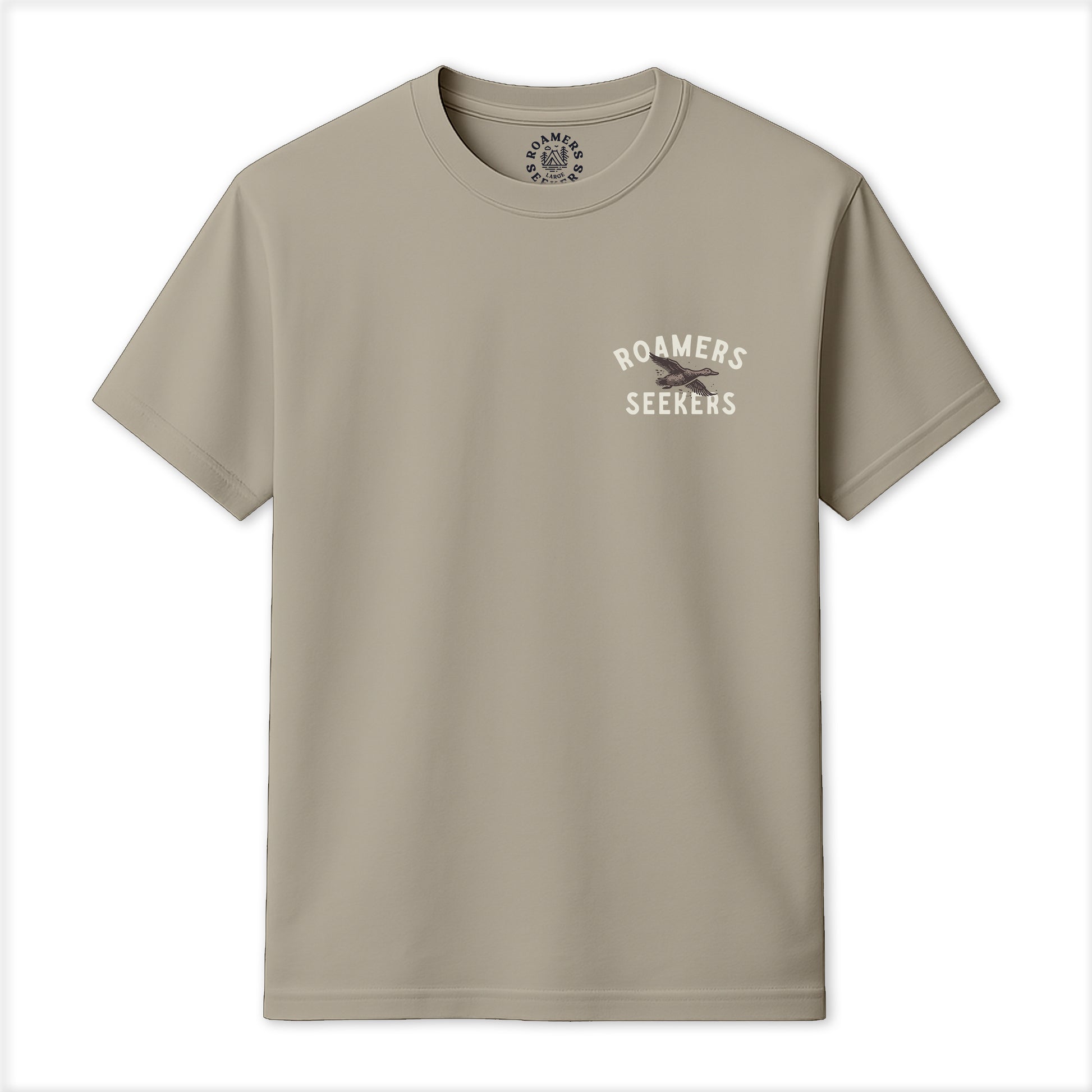 Roamers & Seekers Mens Flock Graphic T-Shirt – Sand – Classic Fit 100% Cotton – Roamers & Seekers Graphic Tee