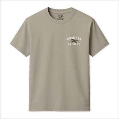 Roamers & Seekers Mens Flock Graphic T-Shirt – Sand – Classic Fit 100% Cotton – Roamers & Seekers Graphic Tee