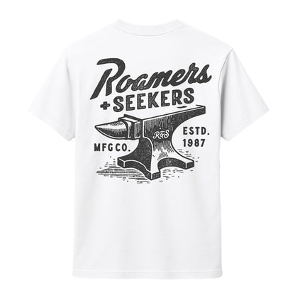 Roamers & Seekers Mens Iron Monger Graphic T-Shirt – White – Classic Fit 100% Cotton – Roamers & Seekers Graphic Tee